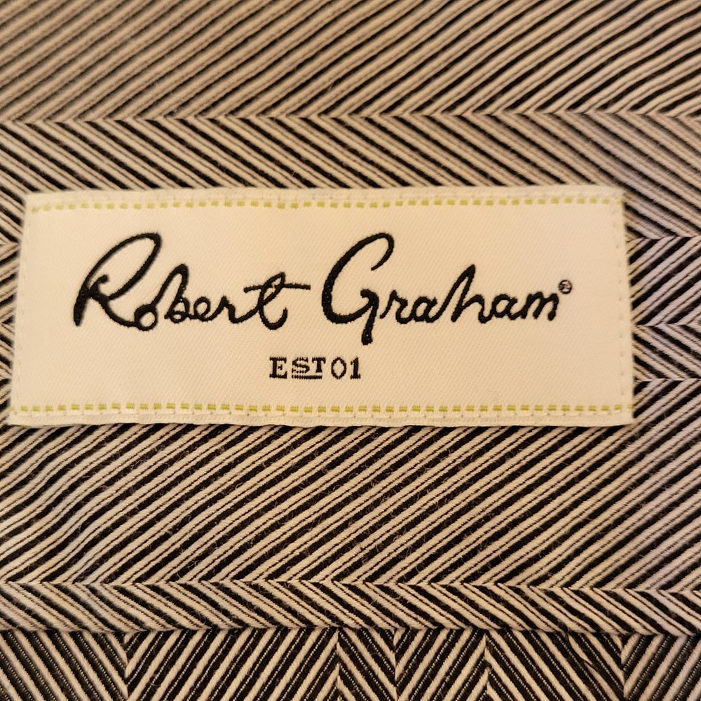 Robert Graham Long Sleeve Button up Gray striped shirt Size Big and Tall XXL